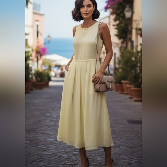 Gucci Dresses & Skirts - Gucci Italian Pastel yellow silk blend Midi dress 40